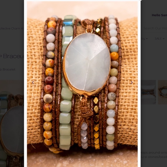 Boho “ Kelly “ Vegan Leather Heart  Bracelet With Stone - Picture 2 of 3